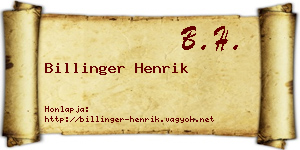 Billinger Henrik névjegykártya